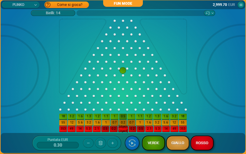 Gameplay di Plinko Italia